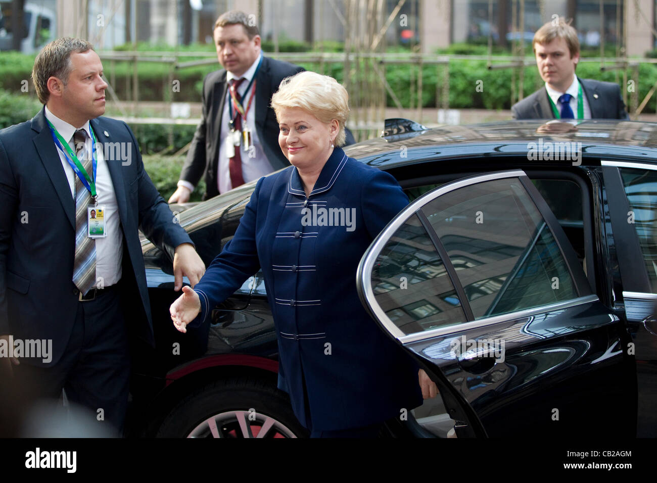 Consiglio europeo di Bruxelles, Belgio. 23.05.2012 Foto mostra la Dalla Grybauskaite, Presidente della Repubblica di Lituania, arrivando alla cena informale dei Capi di Stato o di governo per le nazioni membro dell'UE, Bruxelles, Belgio. Foto Stock