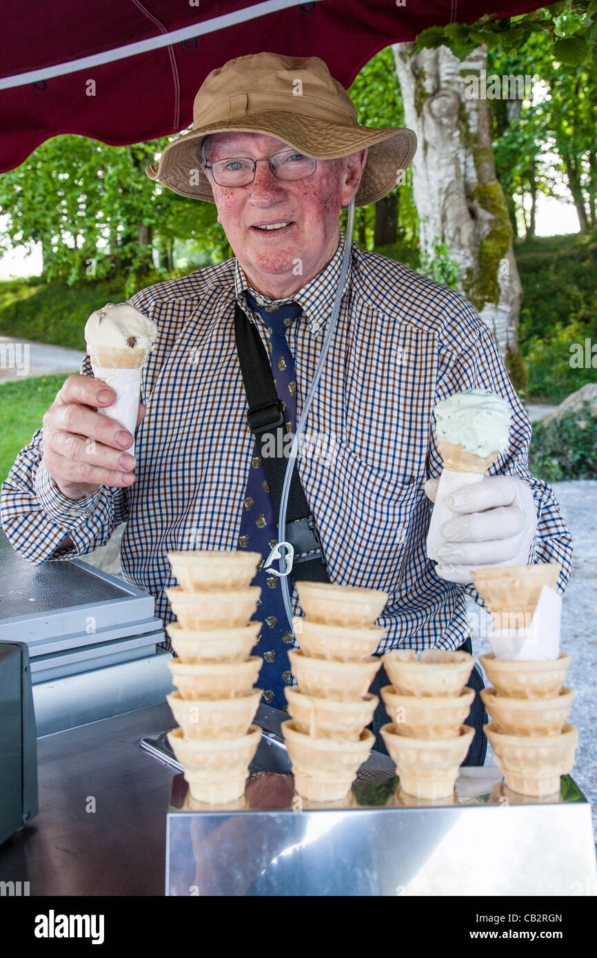 Ice Cream venditore Mr jerry facendo grandi affari nella contea di Limerick, Irlanda Foto Stock