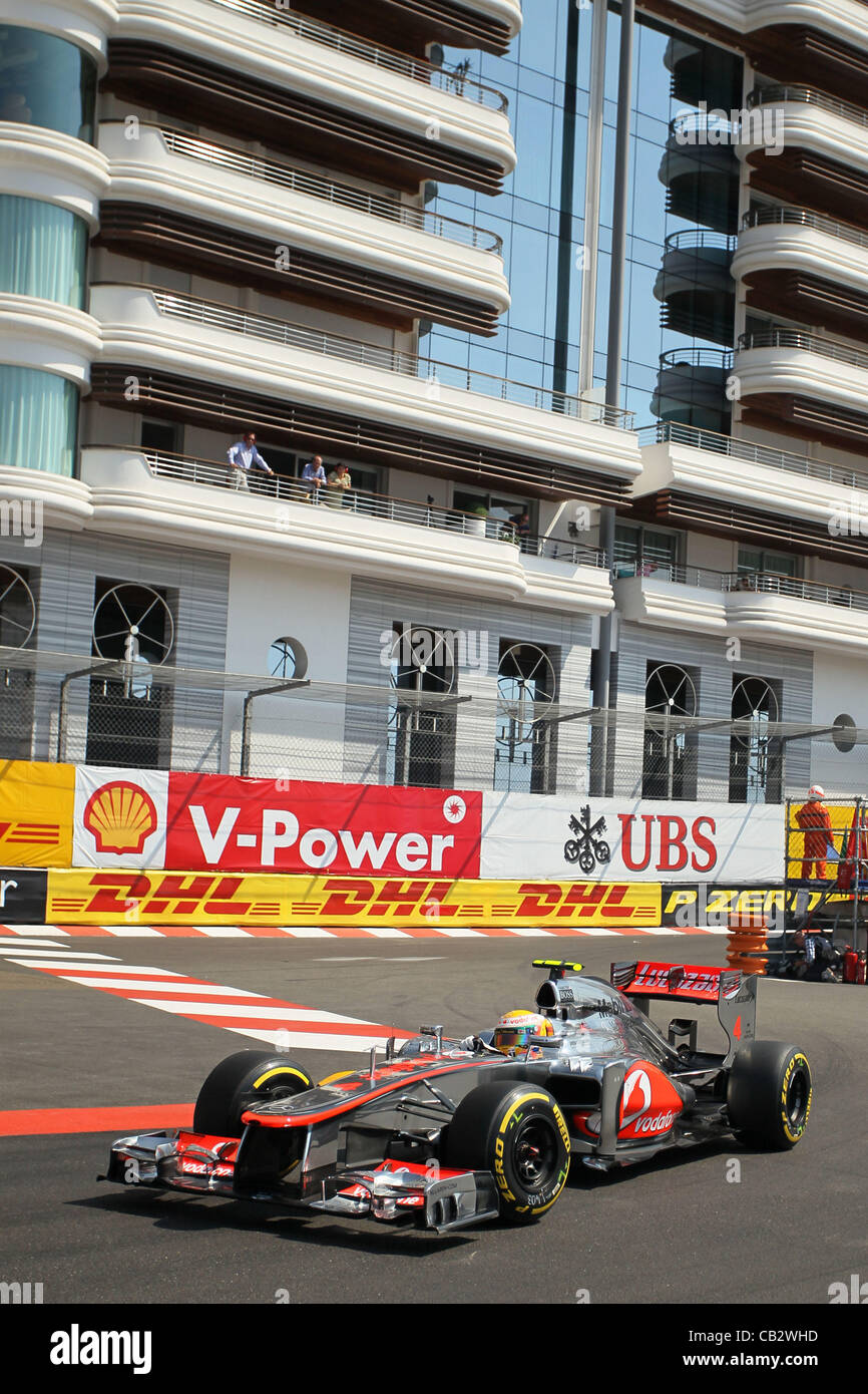26.05.2012. Il Principato di Monaco, monote Carlo. Lewis Hamilton durante l'ultima sessione di prove libere a Monaco sulla giornata di qualificazione. Foto Stock