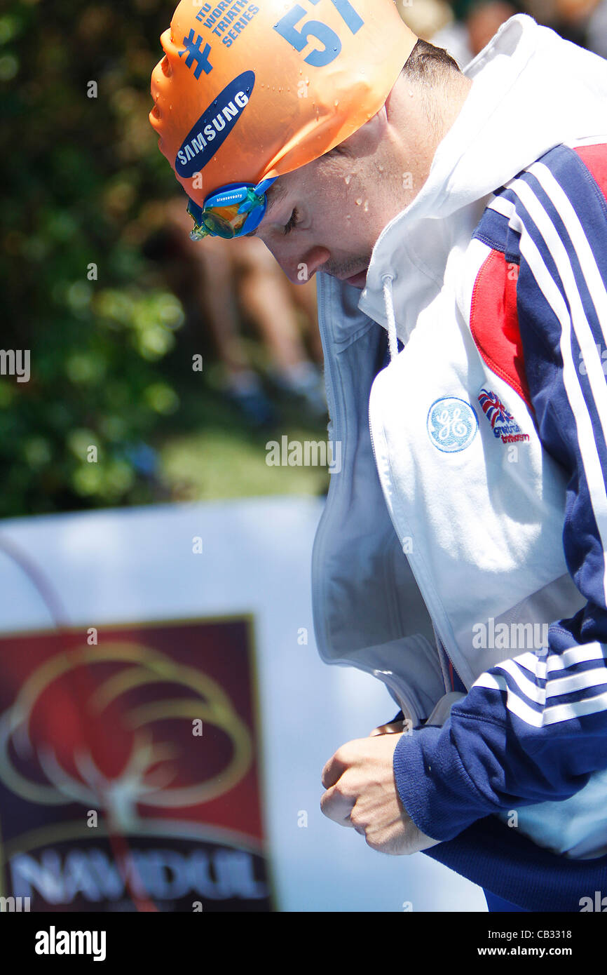 ITU Triathlon World Series MAdrid - Campeonato del mundo de triatlon ; gli uomini serie Elite Test - 27/05/2012 - Aaron Harris dalla Gran Bretagna, si prepara per la prova Foto Stock