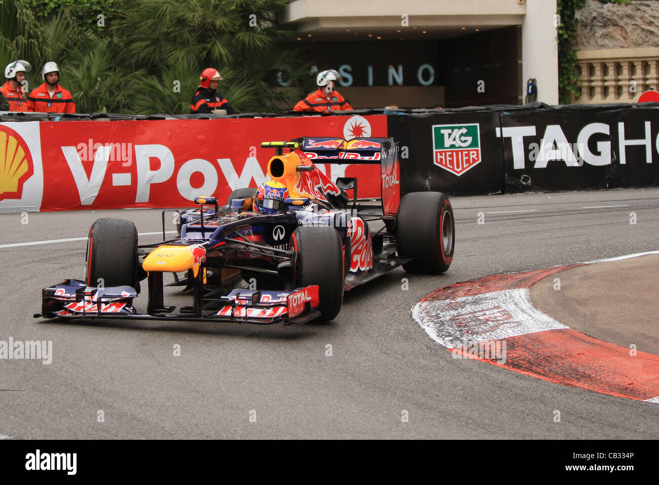 27.05.2012. Monaco Monte Carlo, F1 Grand Prix Mark Webber - Vincitore di Monaco Grand durante la gara Foto Stock
