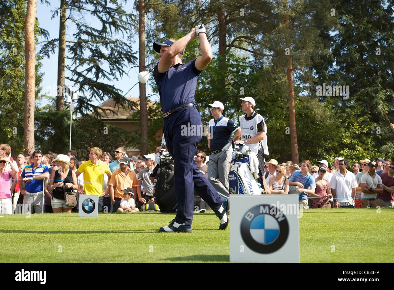 27.05.2012 Wentworth, Inghilterra. Luke Donald (ITA) in azione il giorno finale della BMW campionato di PGA. Foto Stock