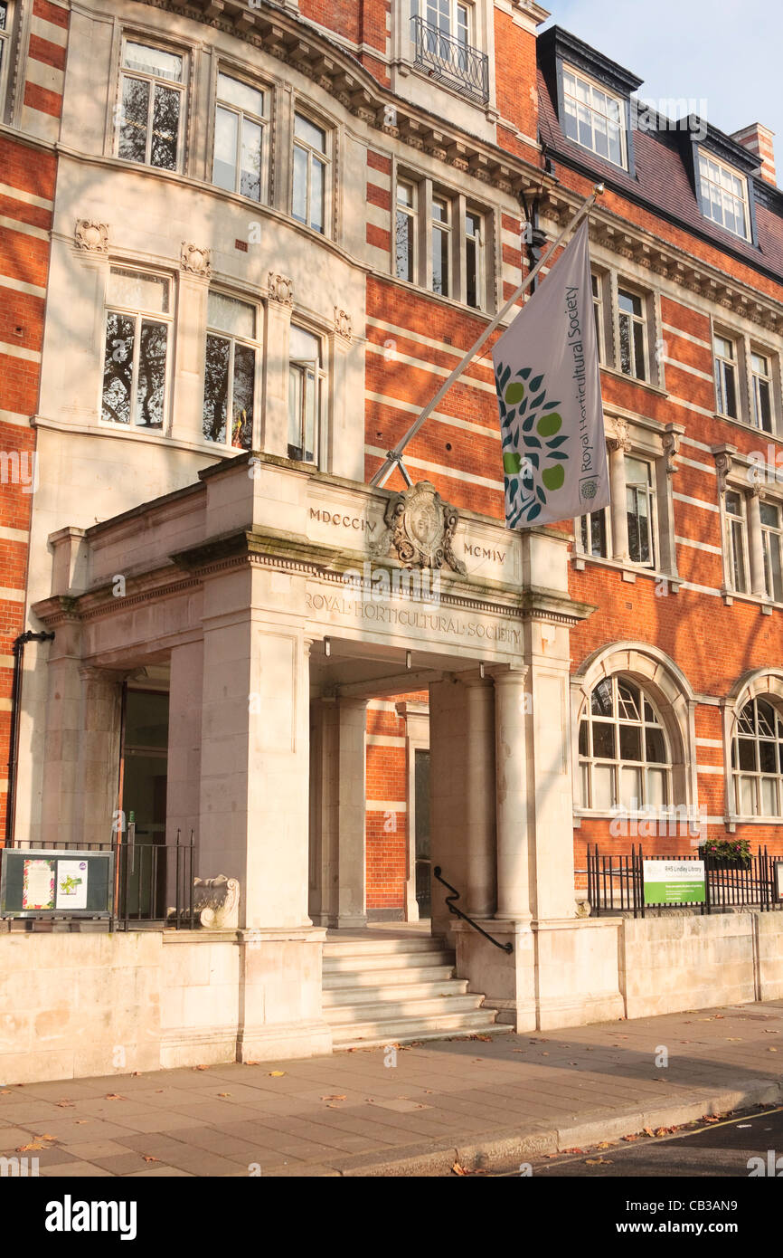 L'ingresso della Royal Horticultural Society building, Westminster, London Foto Stock