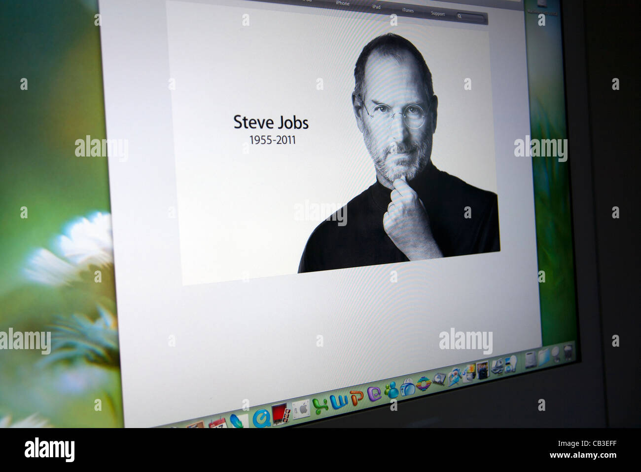 Screen Shot di Steve Jobs sul desktop Mac Foto Stock