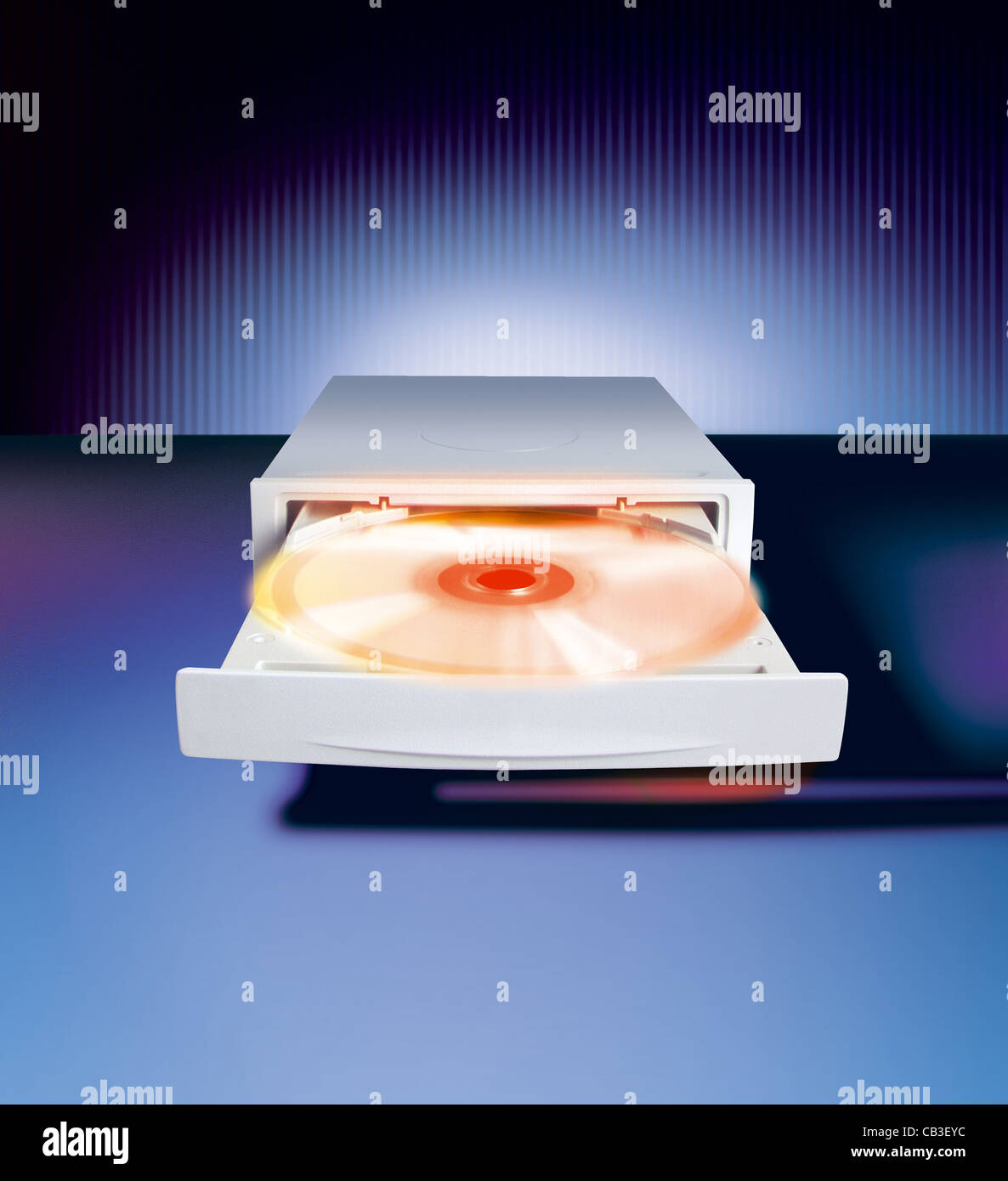 Apertura di registratore DVD con disco Foto Stock