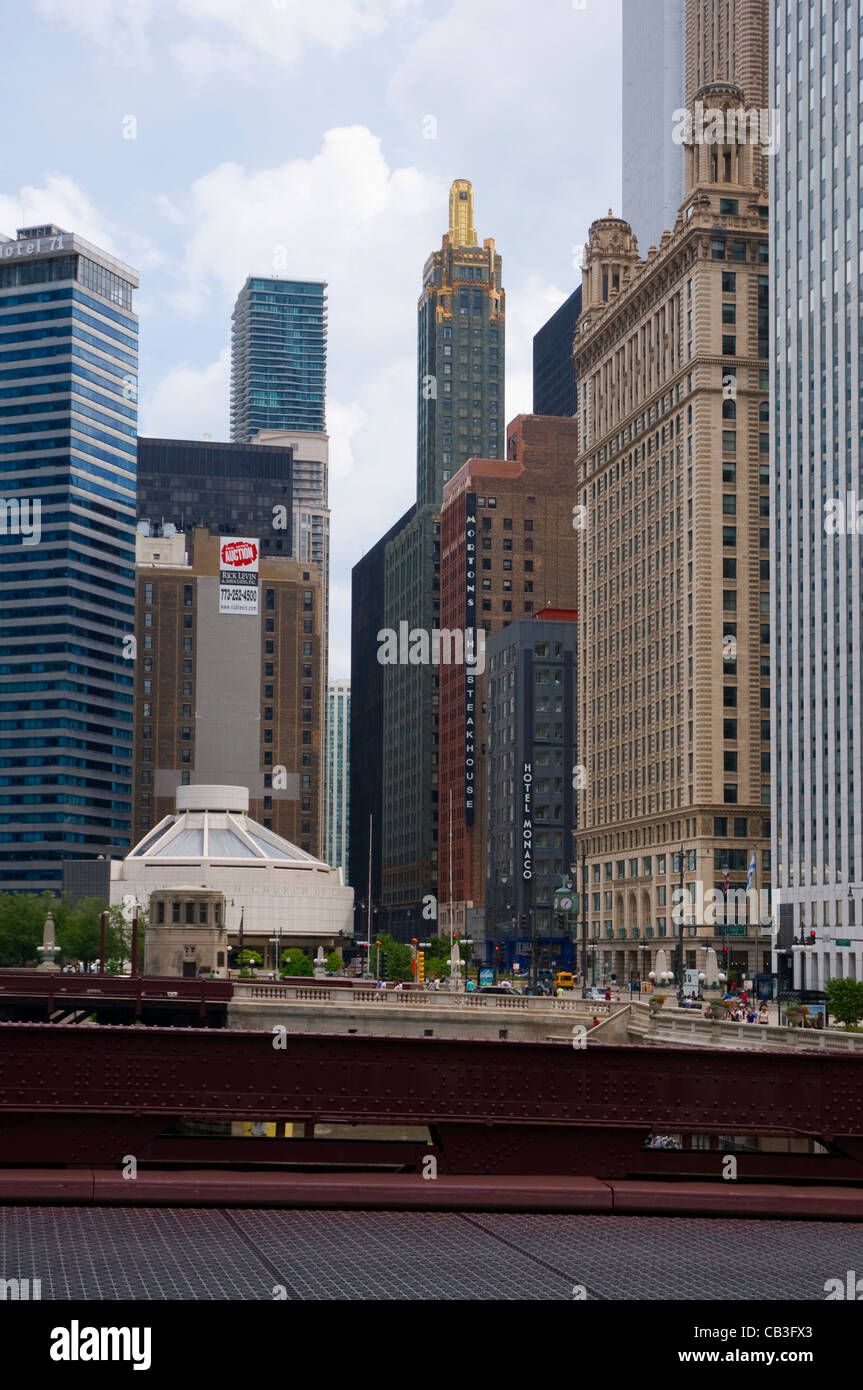 Architettura di Chicago,vecchie e nuove insieme. Foto Stock