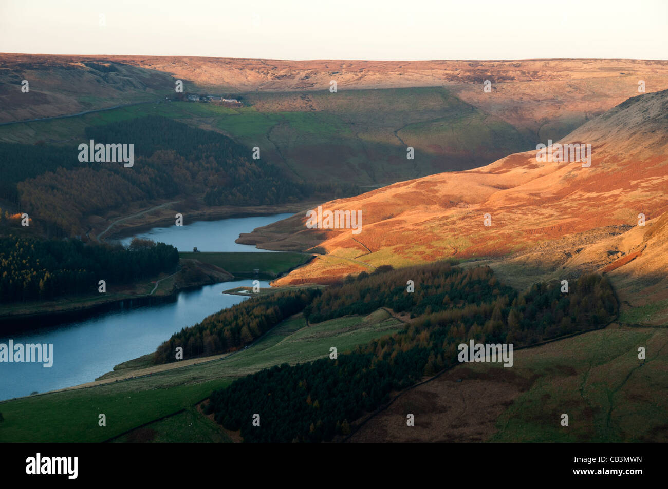 Colomba Stone e Yeoman Hey da Wimberry Moss, Saddleworth, Oldham District, Greater Manchester, Inghilterra, Regno Unito Foto Stock