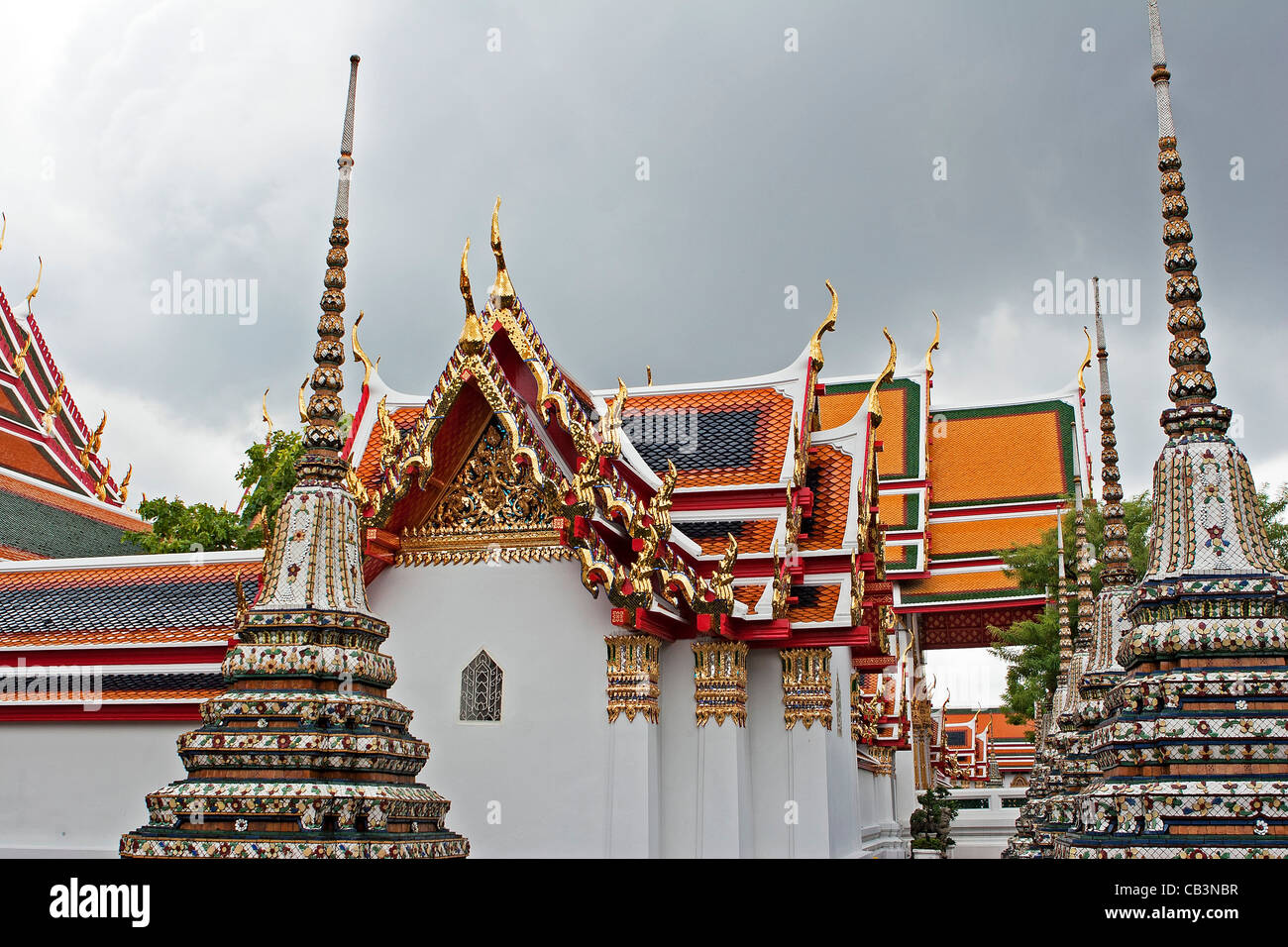 Wat Po il Tempio del Buddha Reclinato Bangkok in Thailandia Foto Stock