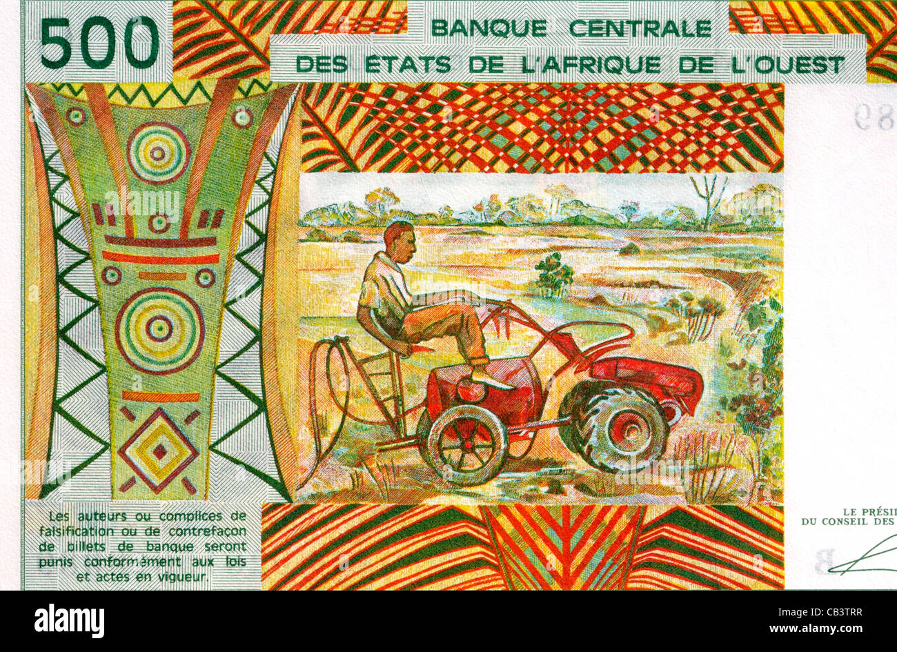Benin 500 Cinquecento Franc Bank nota. Foto Stock