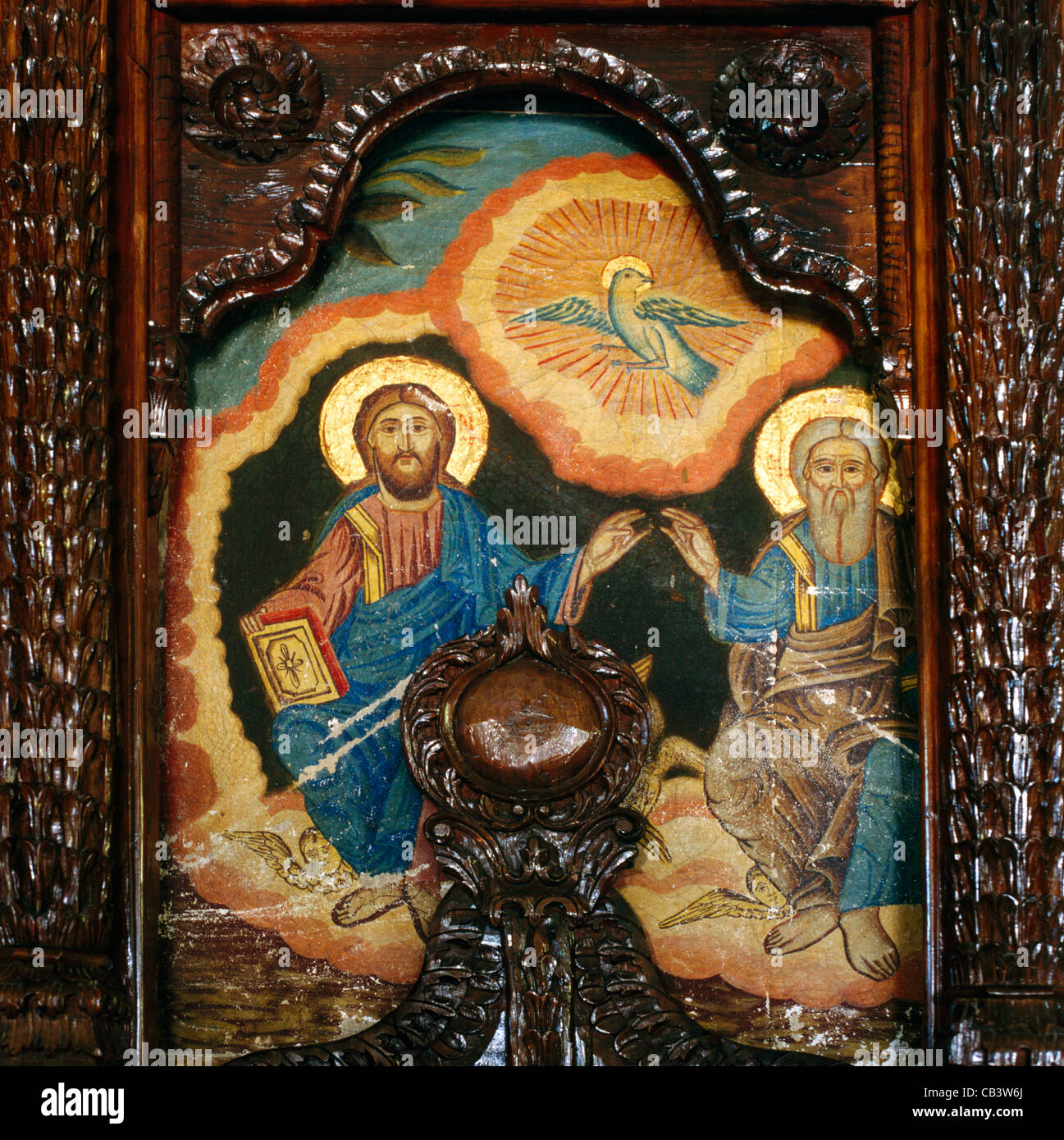 Rodi Grecia Monastero Karopetras Cristo e Dio e lo Spirito Santo (Ghost) Foto Stock