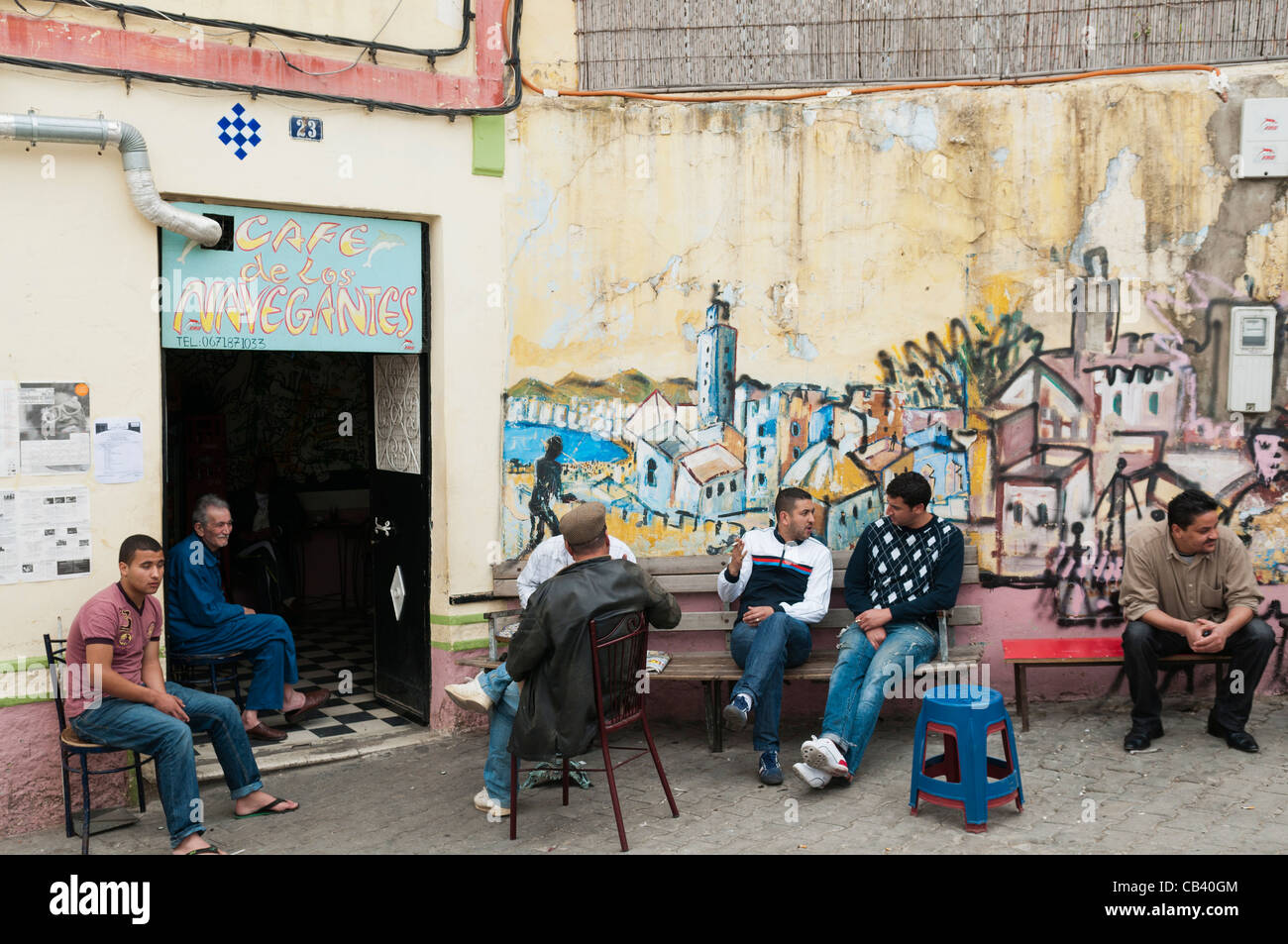 Il Café de los Navegantes (Coffee shop al Gran Socco) ,Tangeri, Marocco, Africa del Nord Foto Stock