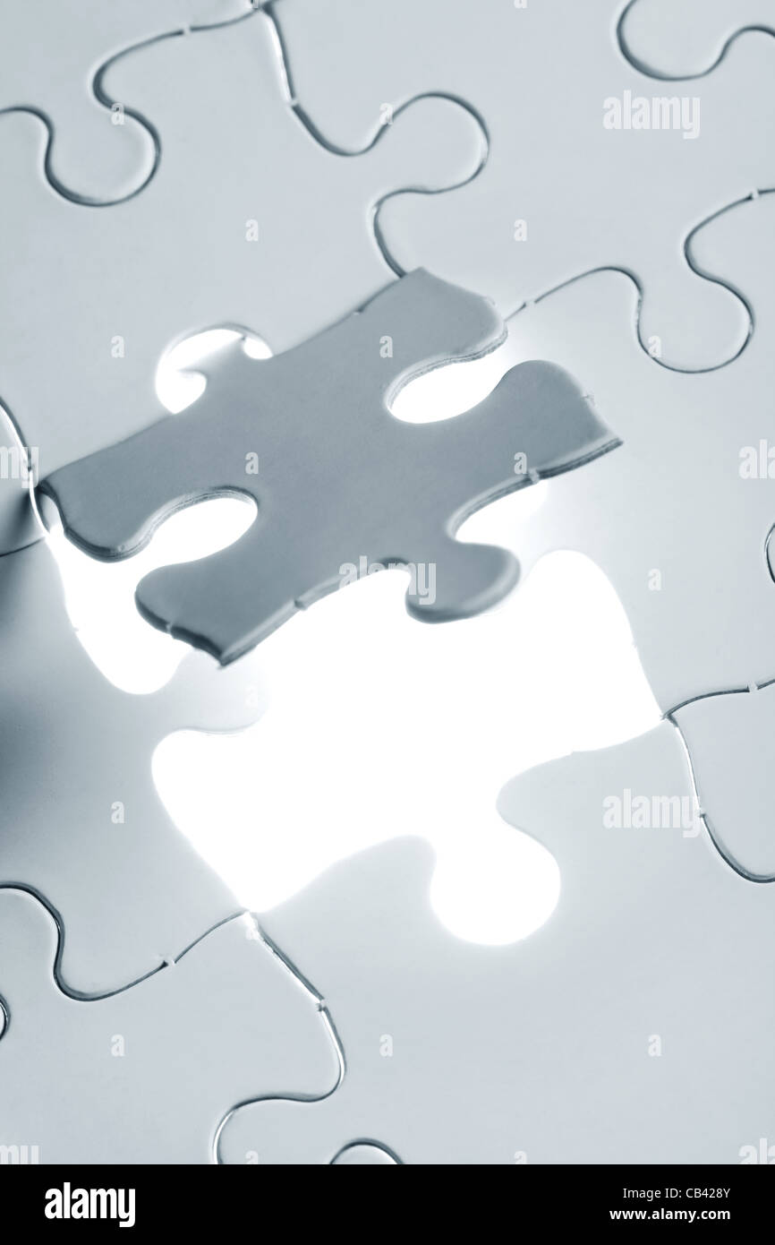 Bianco blu Puzzle, la concezione di business Foto Stock