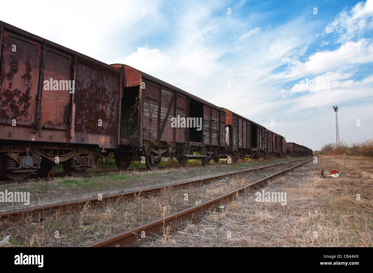 Dettaglio da un vecchio, abbandonata la stazione ferroviaria Foto Stock