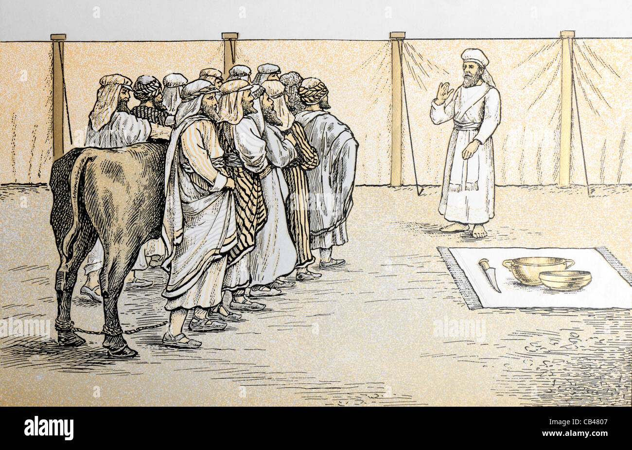 Una illustrazione del sacrificio per il peccato (Levitico IV) Foto Stock