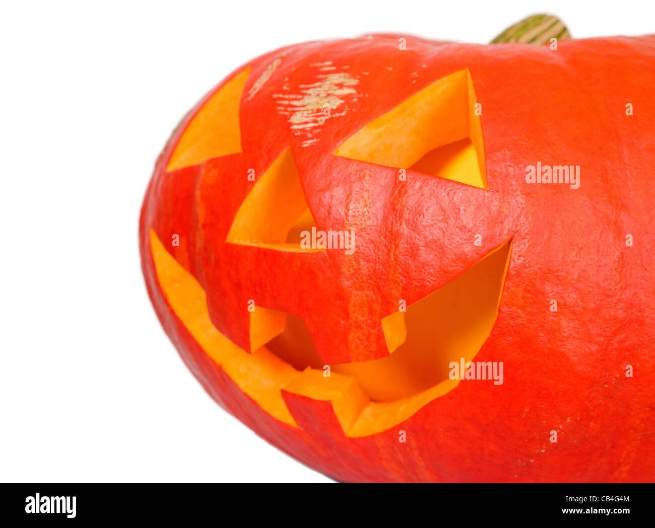 Creepy zucca con gli occhi, il naso e la bocca, concetto di halloween Foto Stock