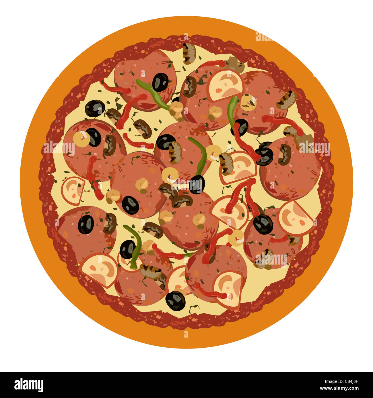 Illustrazione realistica pizza isolato - vettore Foto Stock