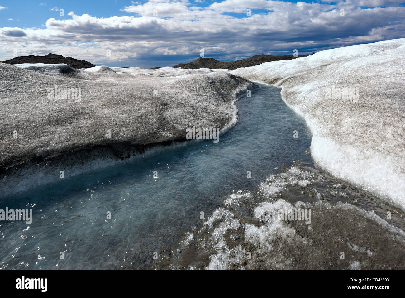 Indlandsisen (tappo di ghiaccio) vicino a Kangerlussuaq in Groenlandia Foto Stock