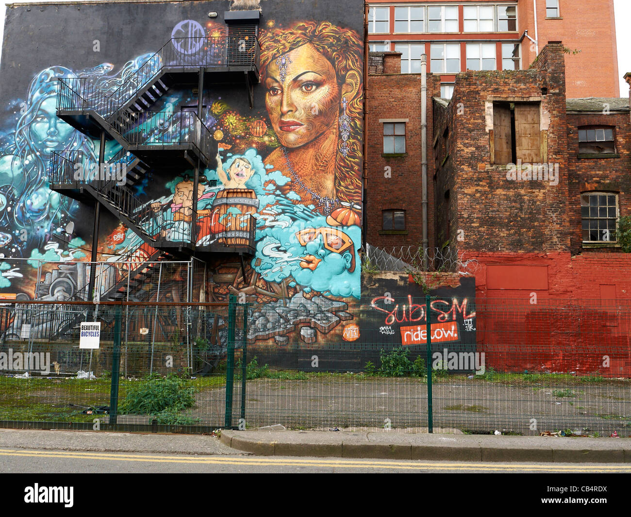 Carta murale in Northern Quarter Manchester REGNO UNITO Foto Stock