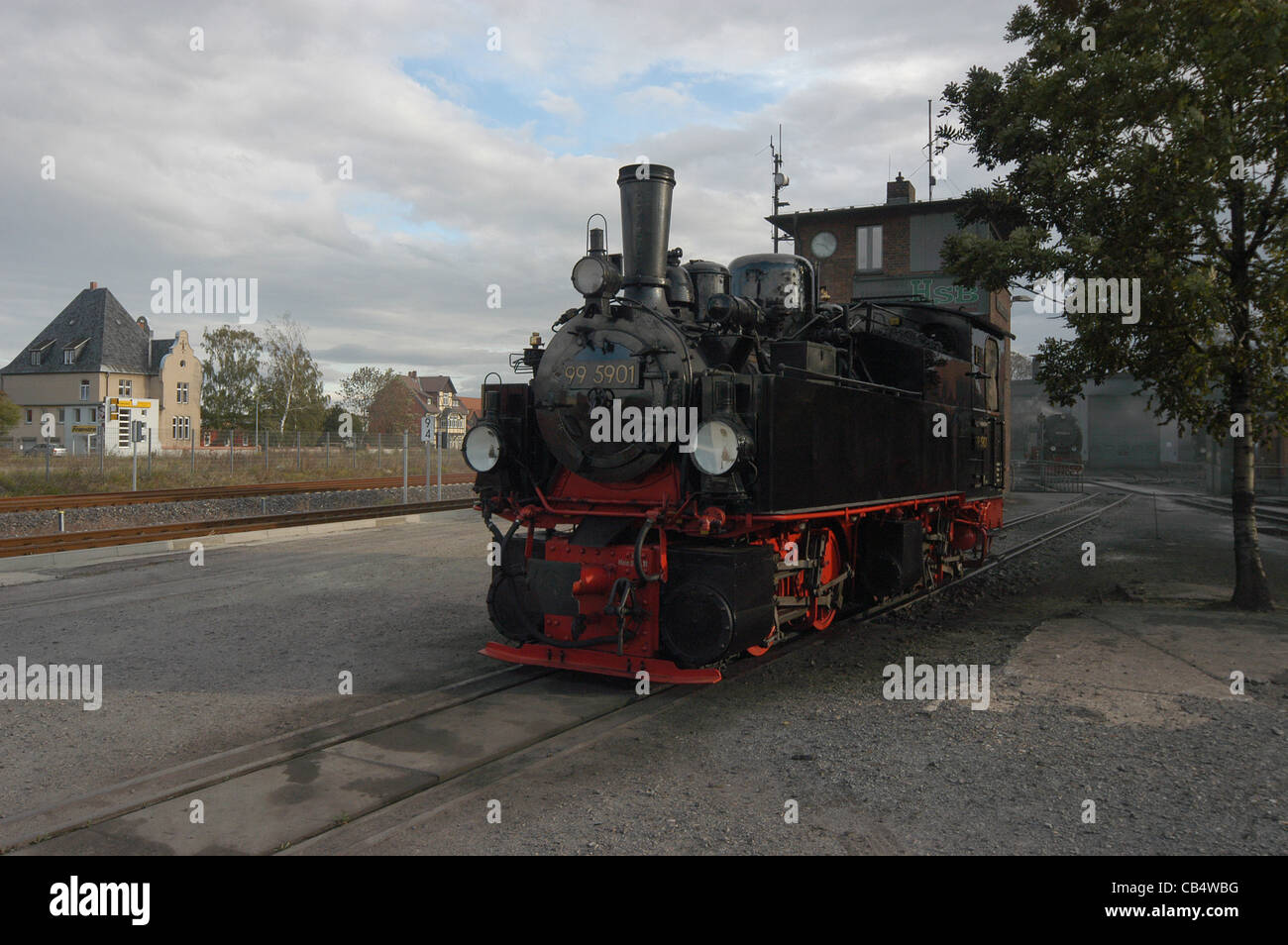 Motore a vapore, 99 5901 costruito nel 1897 è il più antico di funzionamento del motore su 1000mm ferrovia Harz in Germania Foto Stock