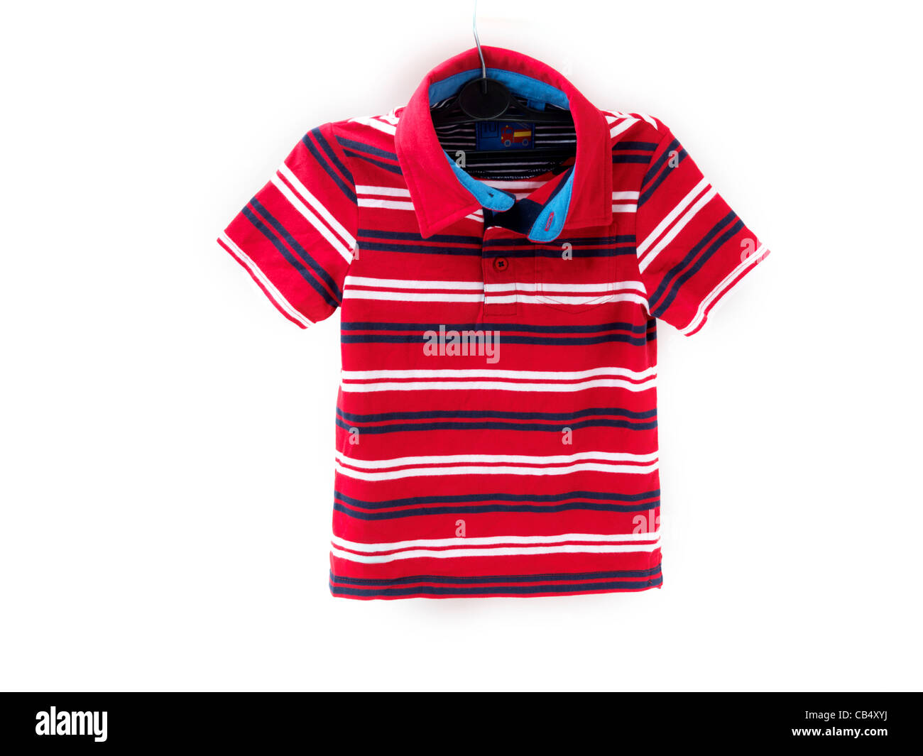 Un ragazzo del Red Striped Polo Shirt Foto Stock