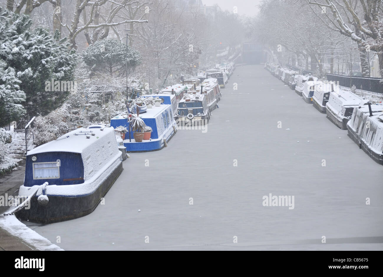 La piccola Venezia in inverno, London, Regno Unito Foto Stock