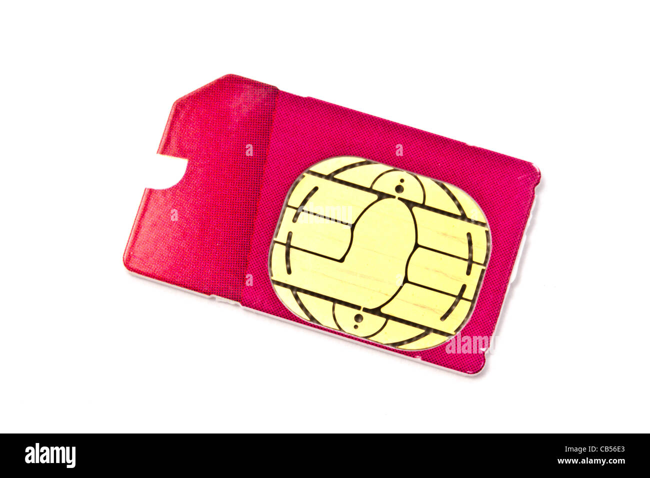 La scheda SIM per telefono cellulare isolato su sfondo bianco Foto Stock