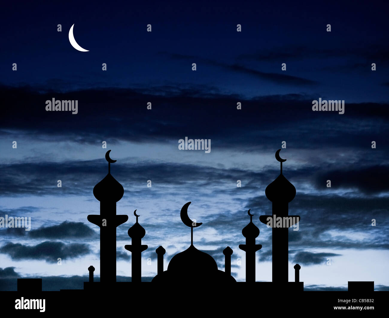 Half moon e una moschea Foto Stock