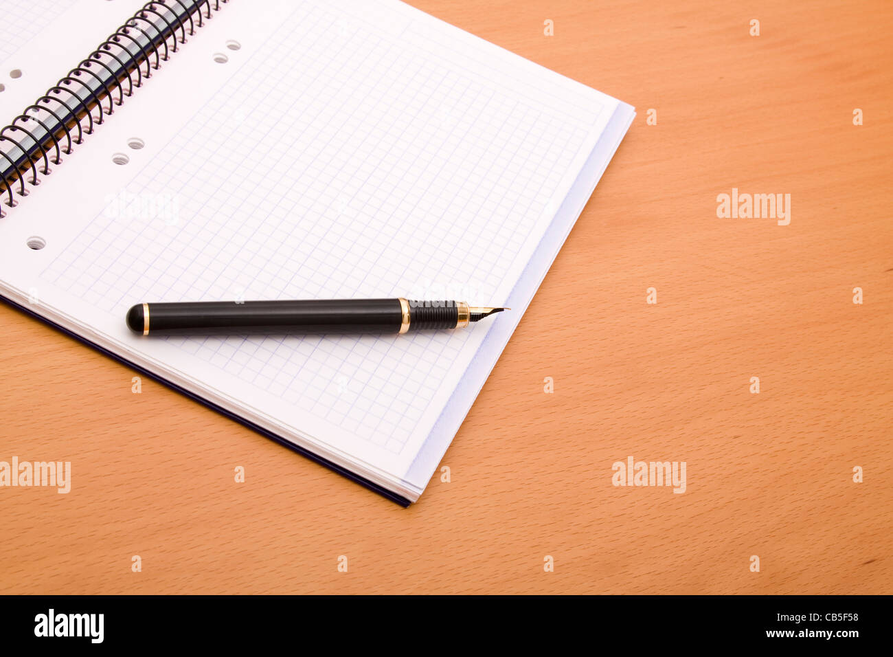 Libro vuoto e una penna per rendere note aziendali Foto Stock
