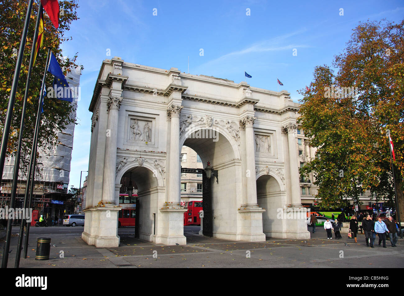 Marble Arch, Oxford Street, City of Westminster, London, Greater London, England, Regno Unito Foto Stock