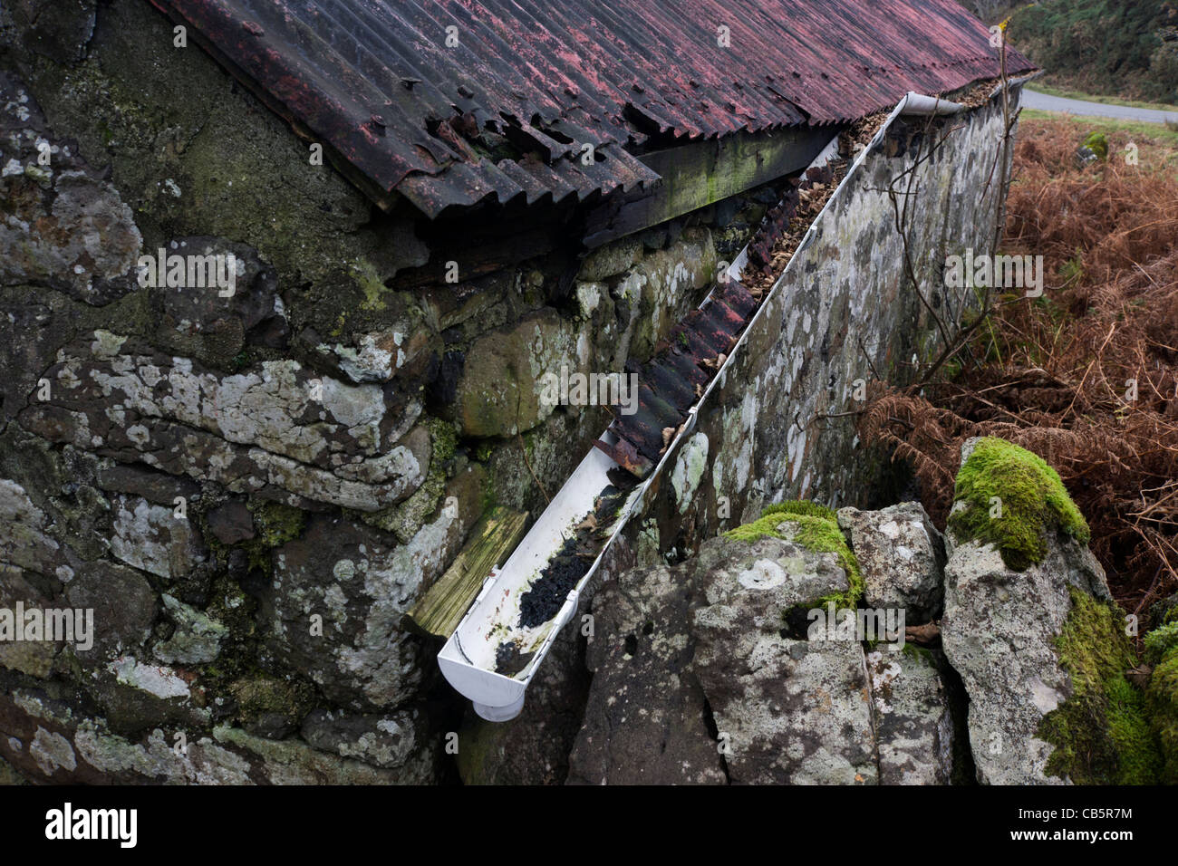 Vecchio croft out-edificio a Killiemore, Isle of Mull, Scozia. Foto Stock