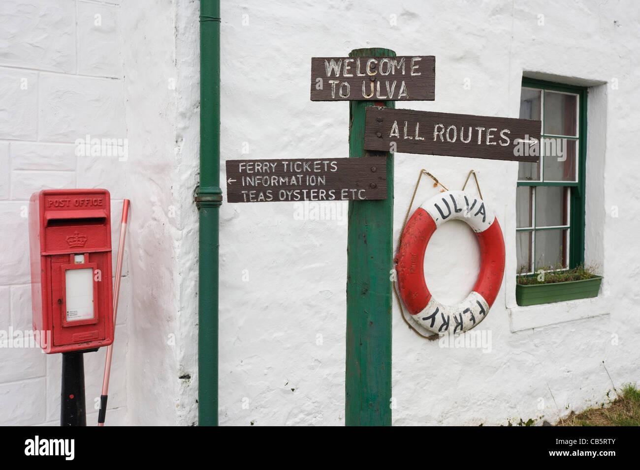 Dettaglio delle indicazioni per itinerari a piedi intorno all'Isola di Ulva, Isle of Mull, Scozia. Foto Stock