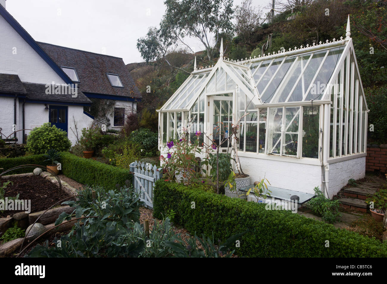 Labbro na Cloiche, un giardino negozio di arti e letto matrimoniale + colazione cottage gestito da Lucy McKenzie, nei pressi di Ulva traghetto, Isle of Mull, Scozia Foto Stock