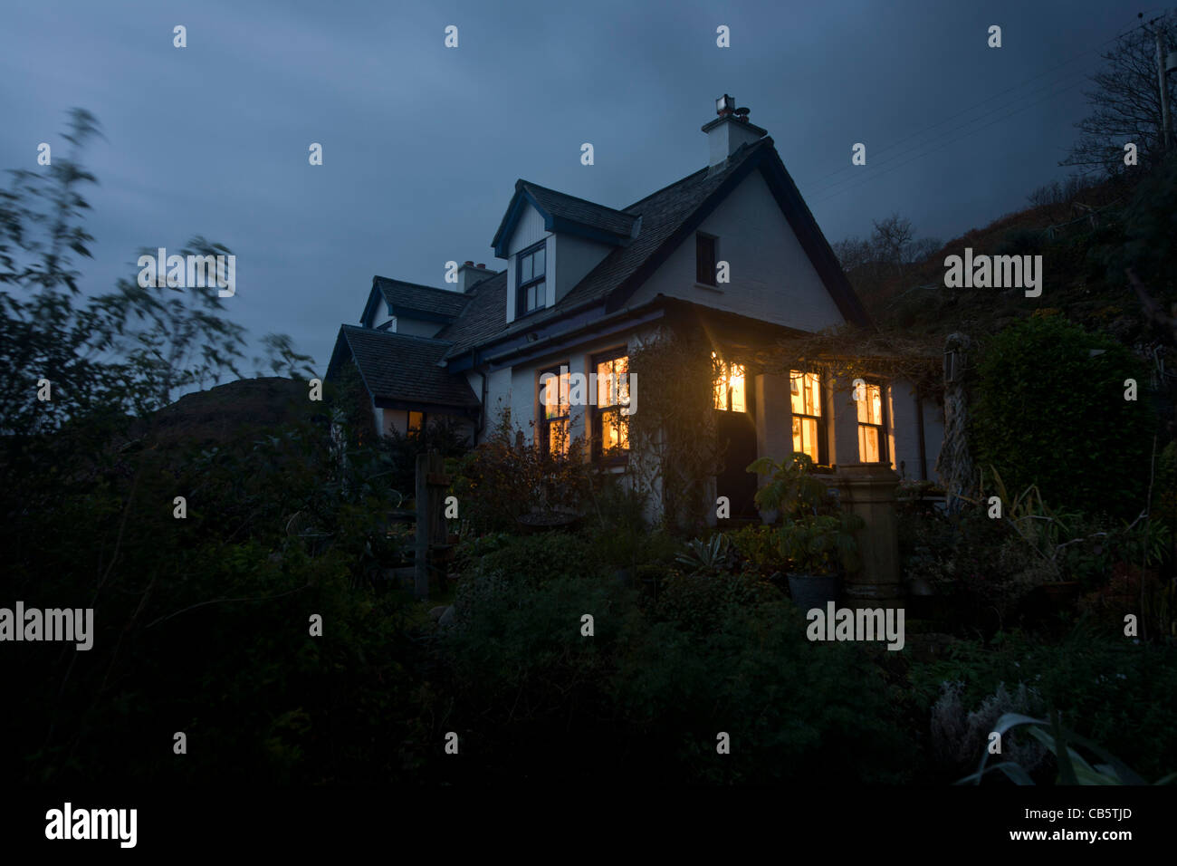 Labbro na Cloiche, un giardino negozio di arti e letto matrimoniale + colazione cottage gestito da Lucy McKenzie, nei pressi di Ulva traghetto, Isle of Mull, Scozia. Foto Stock