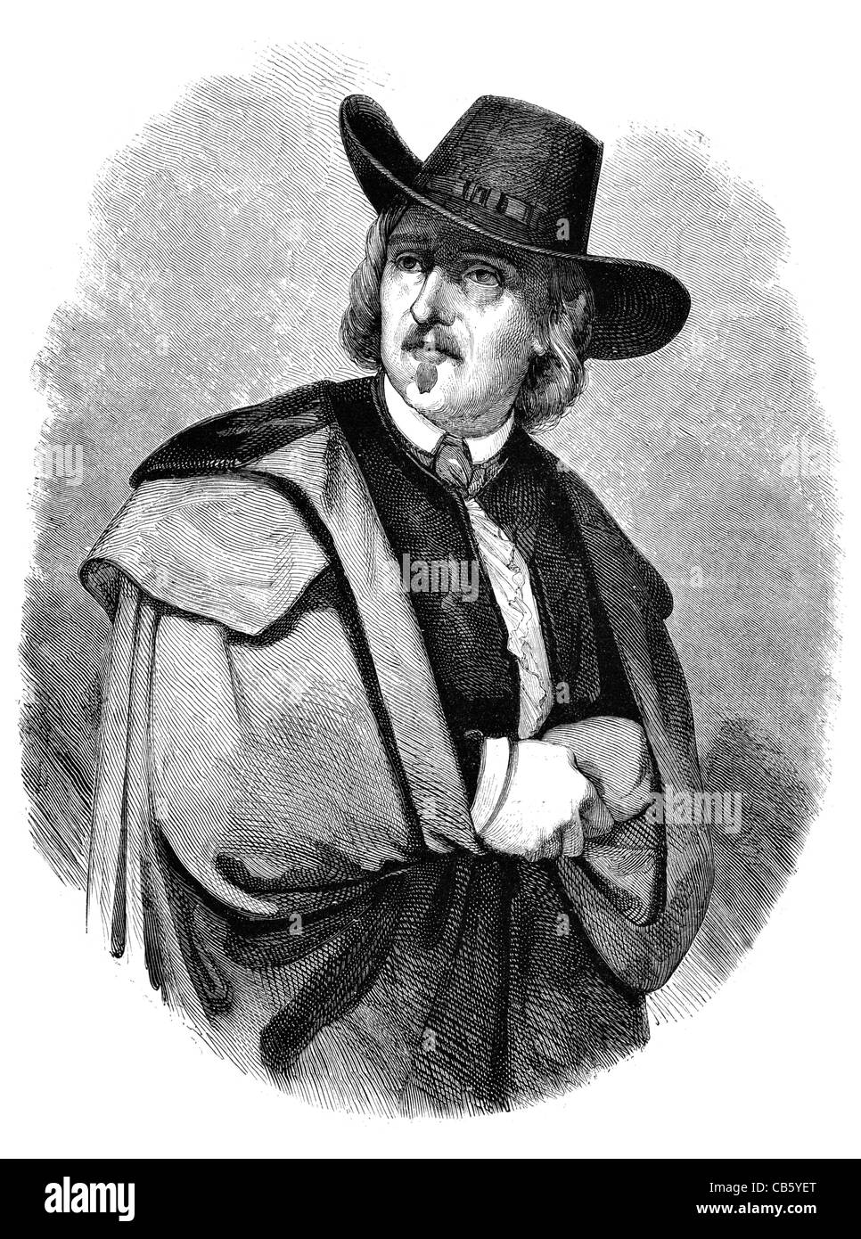 Pradier gent gentleman hat all'esterno del capo i baffi Foto Stock