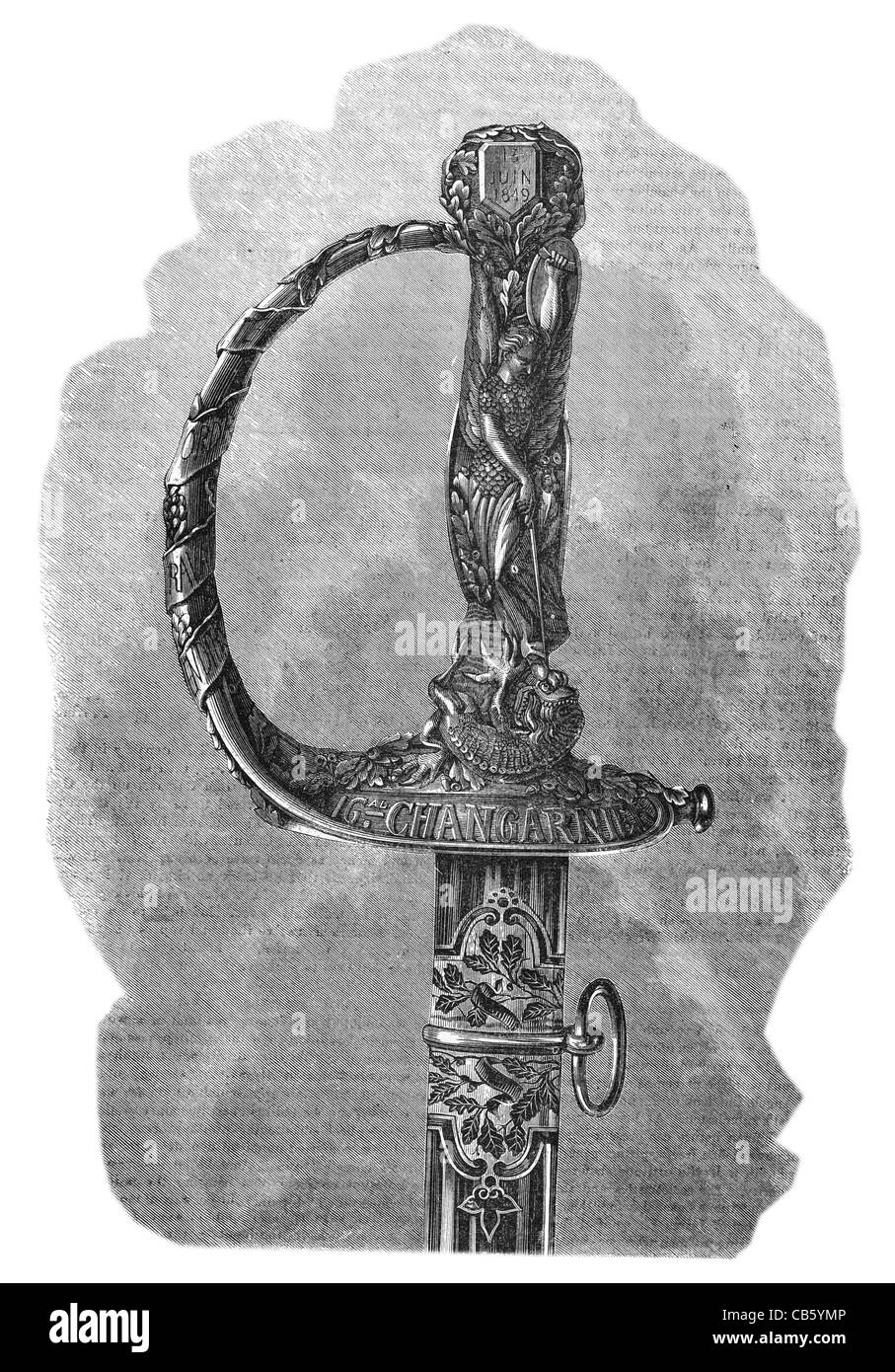 Spada Nicolas Anne Theodule Changarnier 1793 1877 francese generale del bodyguard Luigi XVIII tenente Royal Guard colonelcy cross Foto Stock