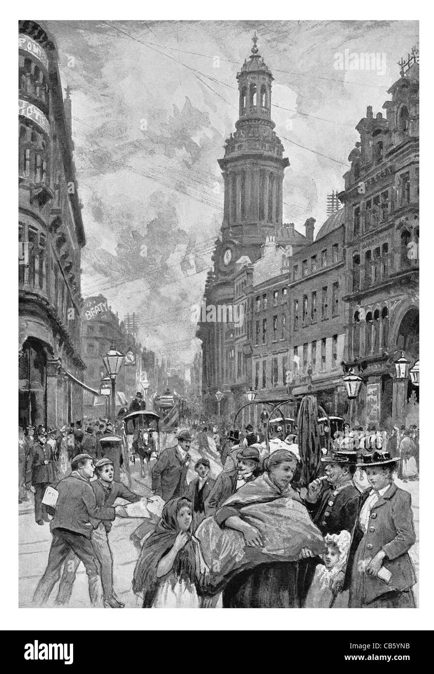 Ricerca di Market Street Piccadilly Mosley Street A6 road carro trainato da cavalli negozi negozio commercio mercato trading dettaglio Foto Stock