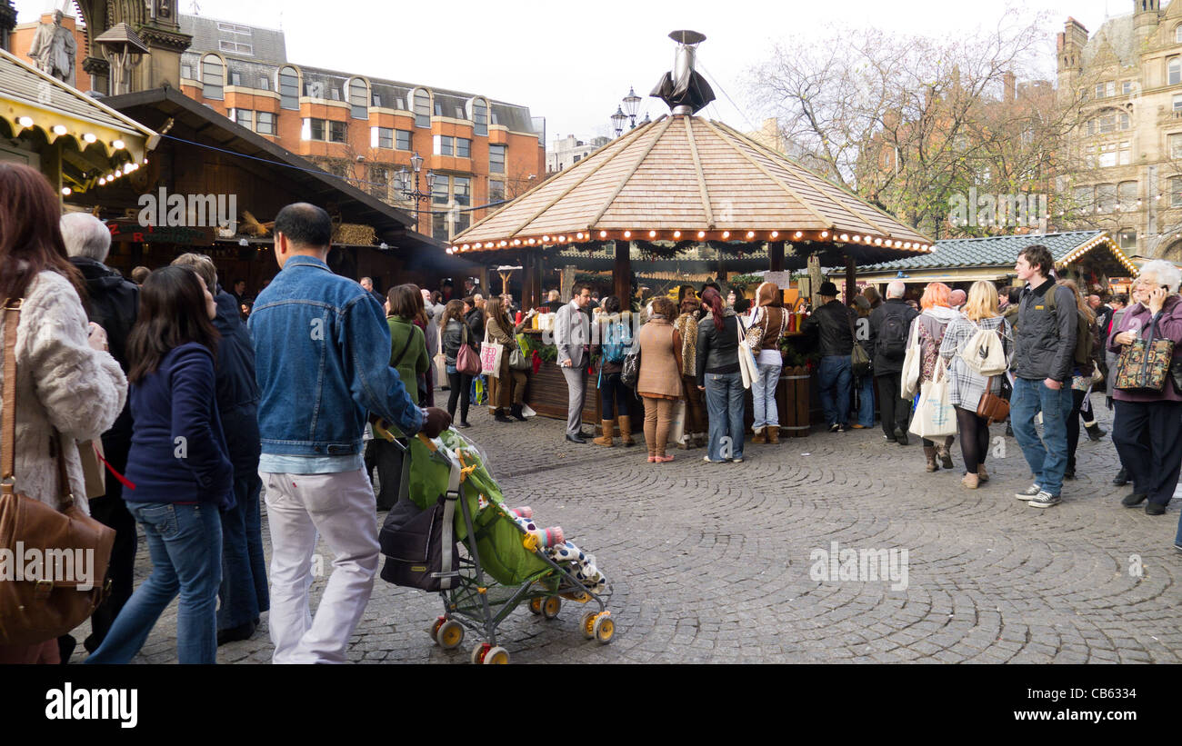 Manchester Mercatino di Natale, Albert Square, Manchester Foto Stock