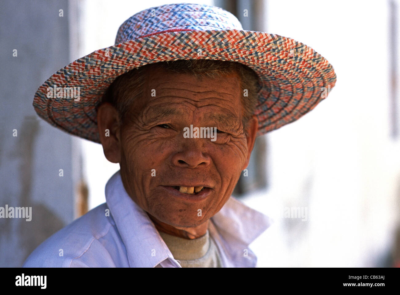Ritratto village uomo Provincia di Shenzhen in Cina Foto Stock