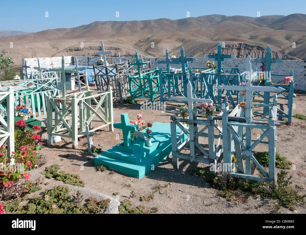 Cimitero centenario nel deserto cileno Foto Stock