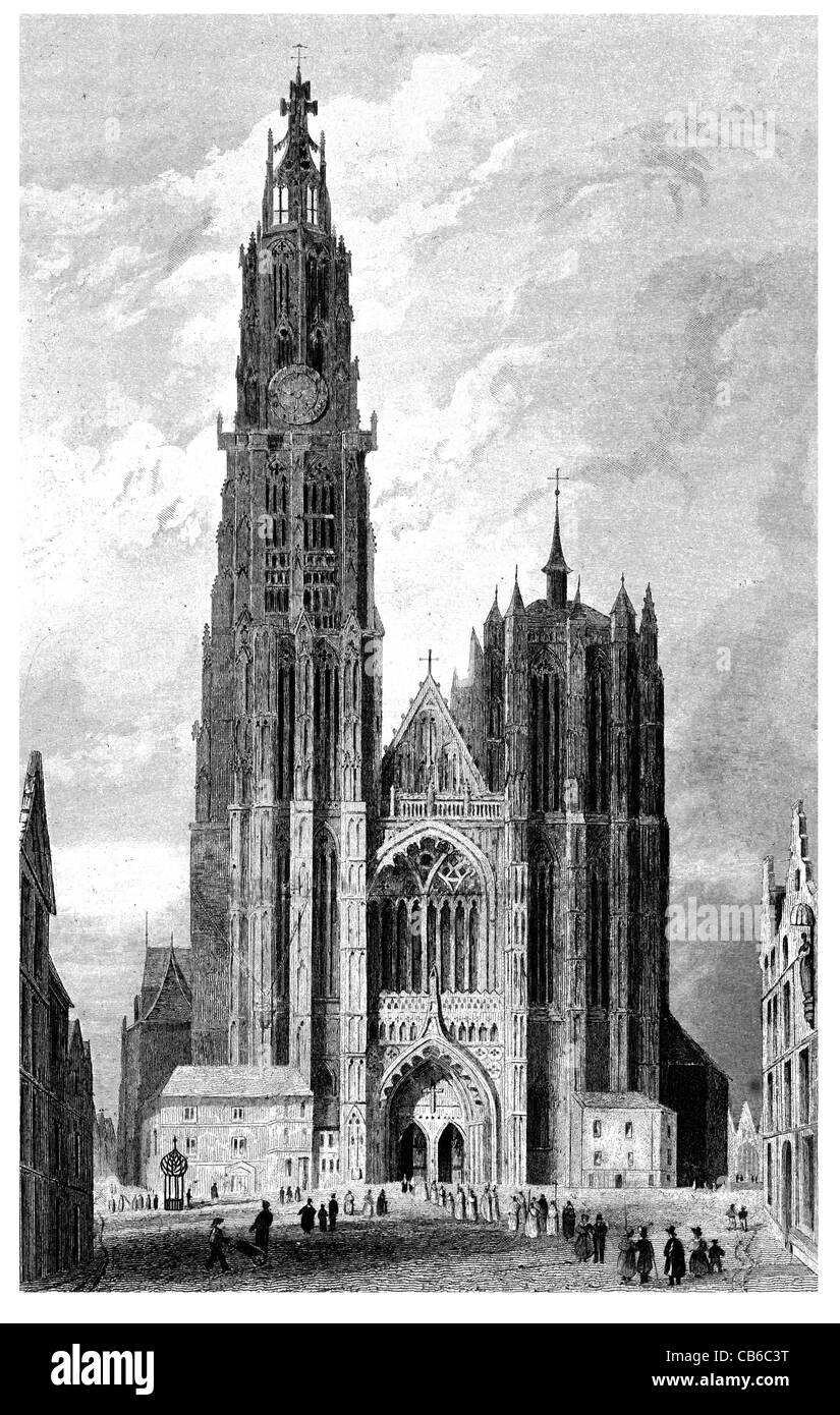 Cattedrale di Nostra Signora Cattolica Romana Anversa Belgio stile gotico Jan Pieter Appelmans Sito Patrimonio Mondiale Foto Stock