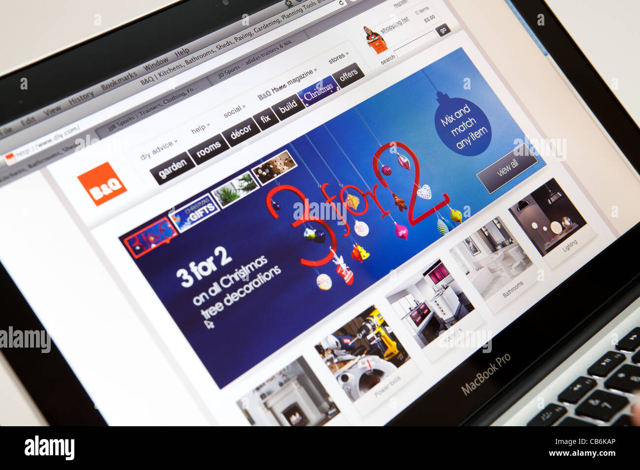 Sito web di screen shot della pagina web - B&Q Diy shop online Foto Stock