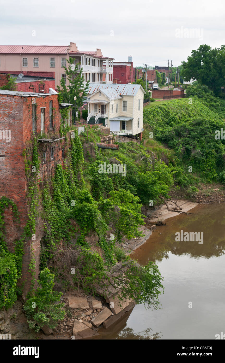 In Alabama, Selma, Alabama River, acqua Avenue, quartiere storico ponte gara di casa per il vecchio Selma ponte girevole 1884-1940 Foto Stock