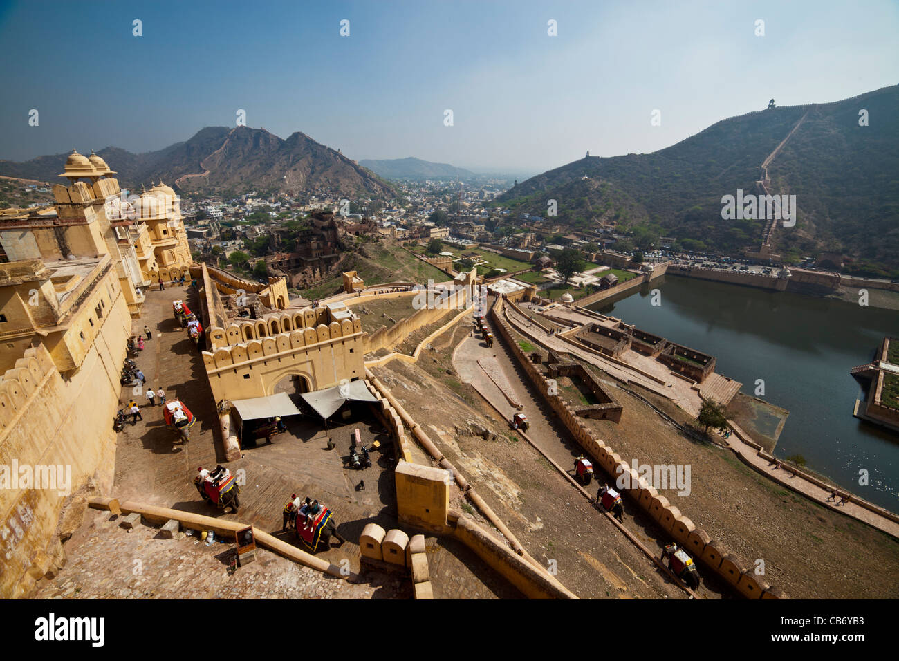 Amber fort jaipur colorato monumento Mughal Foto Stock