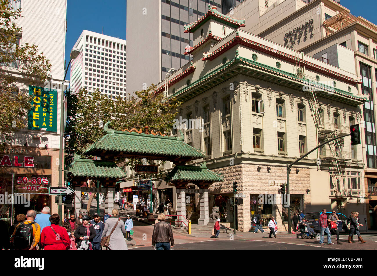 Chinatown il Dragon Gate China Town San Francisco California USA American Stati Uniti d'America Foto Stock