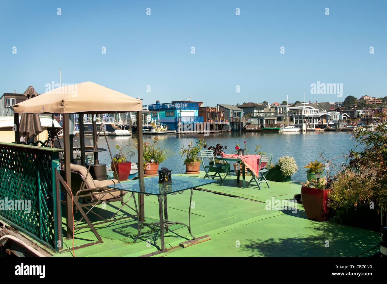 Sausalito houseboat della comunità la Baia di San Francisco in California negli Stati Uniti d'America Foto Stock