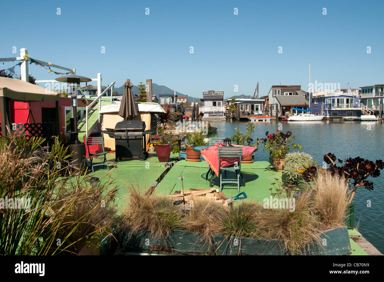 Sausalito houseboat della comunità la Baia di San Francisco in California negli Stati Uniti d'America Foto Stock