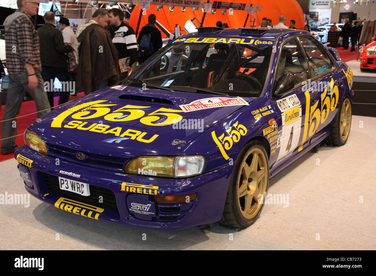 Subaru Impreza WRC - Auto vincitore del Rally di Monte Carlo 1997, mostrato al Motor Show di Essen di Essen, in Germania, il 29 novembre Foto Stock
