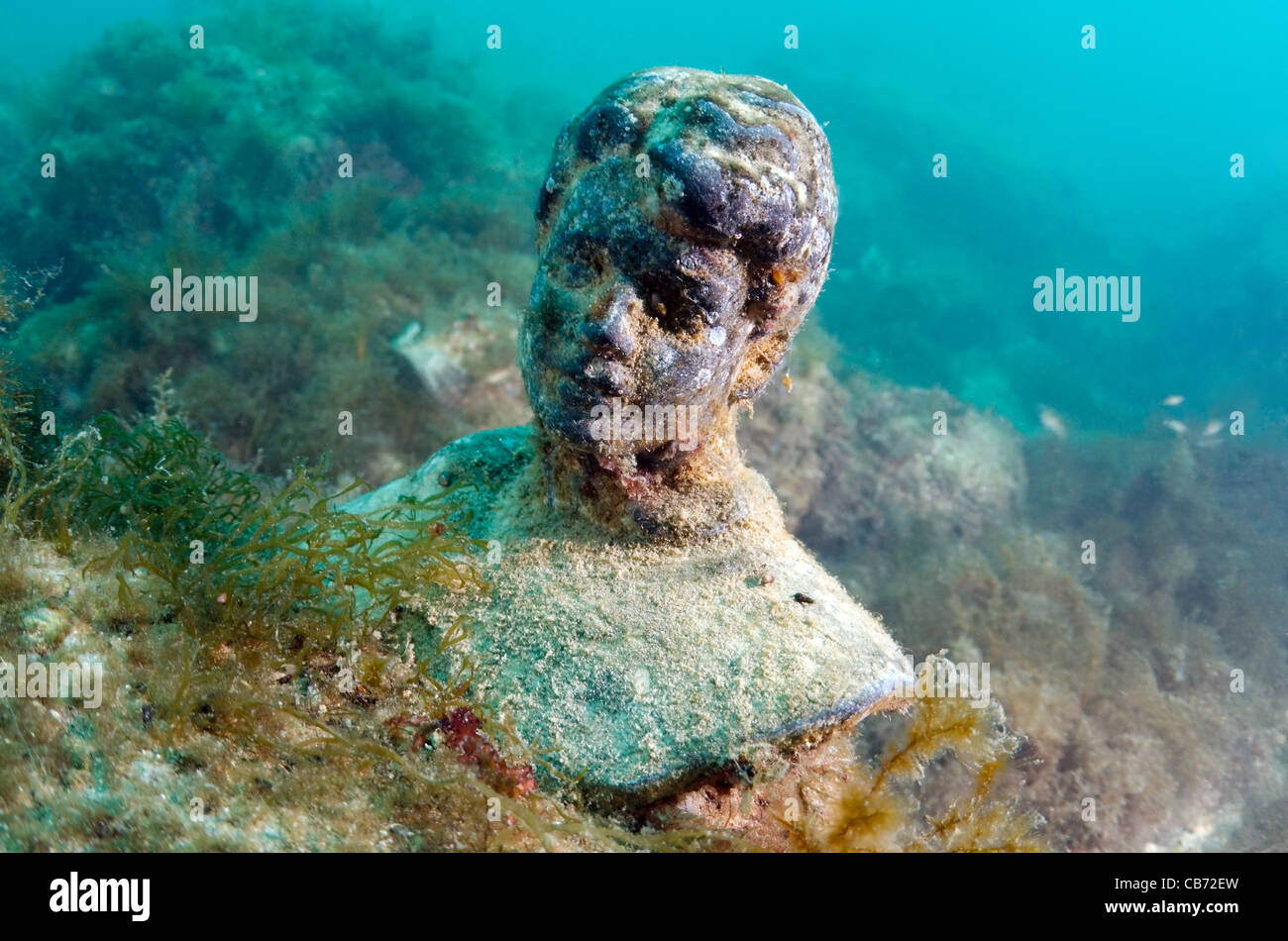 Sergei Alexandrovich Yesenin scultura per primo nel mondo museo subacqueo leader dell' Alley o Atlantis sovietica Foto Stock