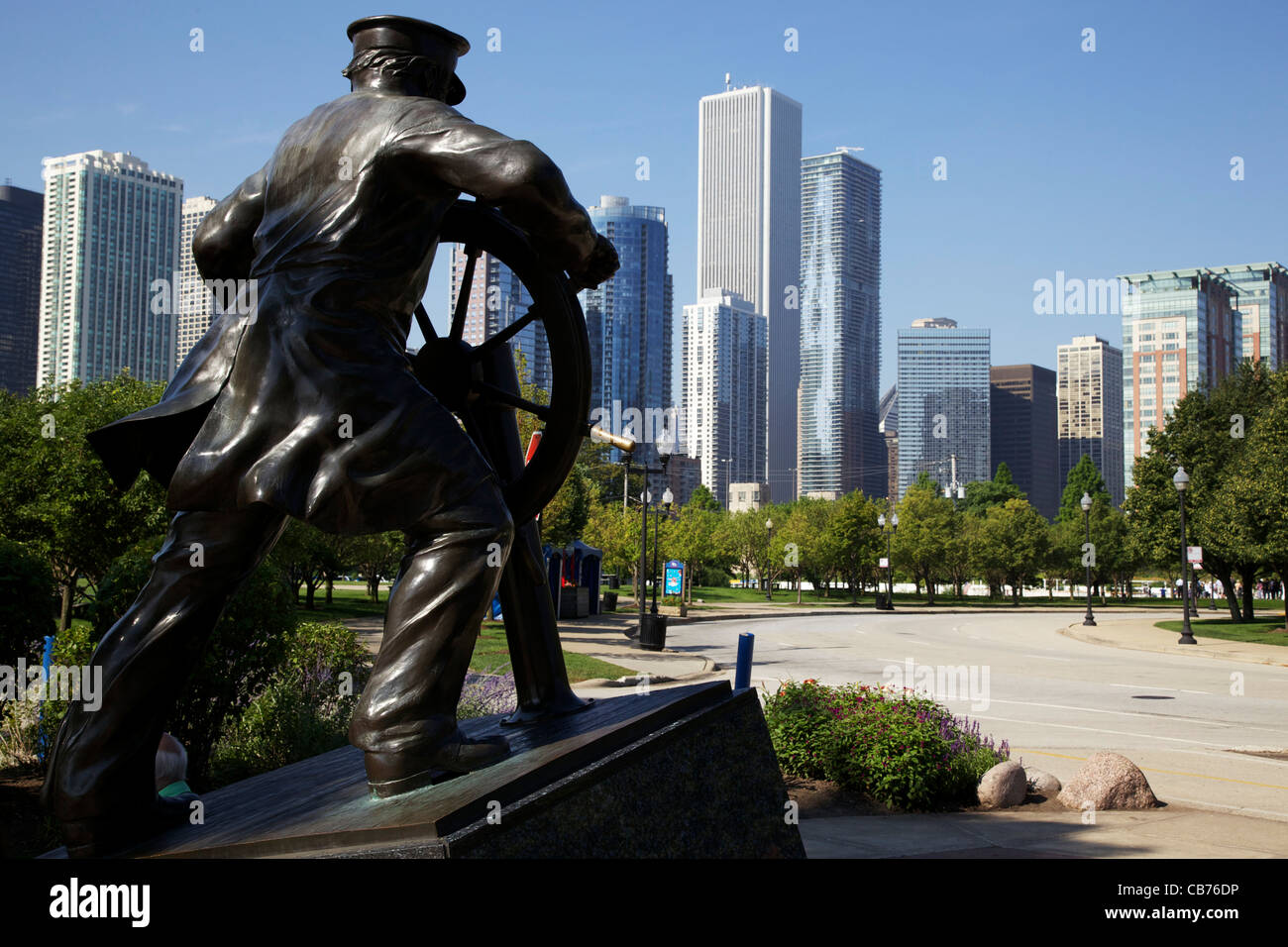 Capitano di mare statua. Il Navy Pier, Chicago, Illinois Foto Stock