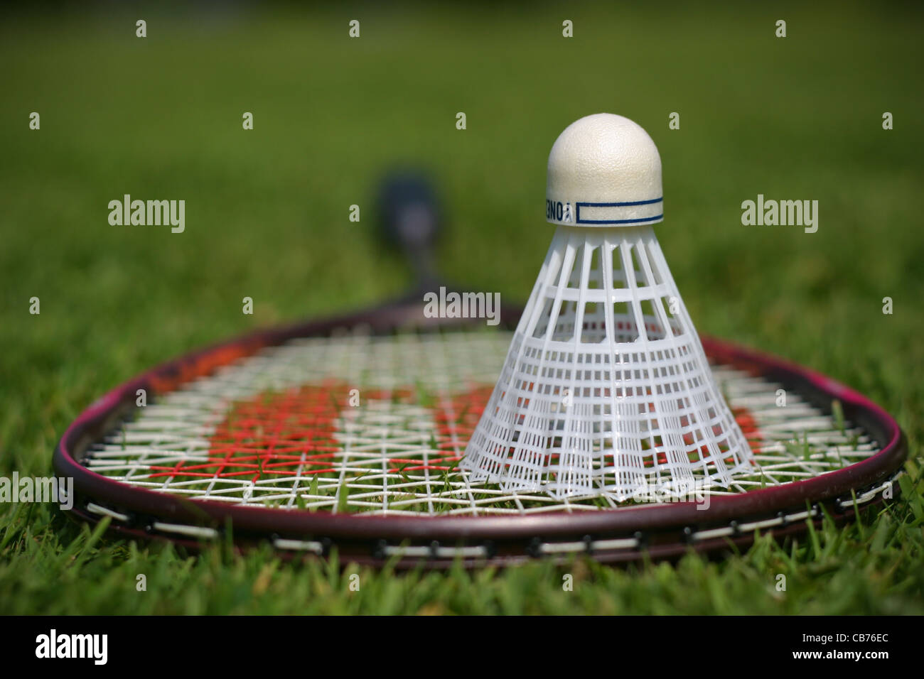 Badminton racchetta e volano, close up immagini astratte Foto Stock